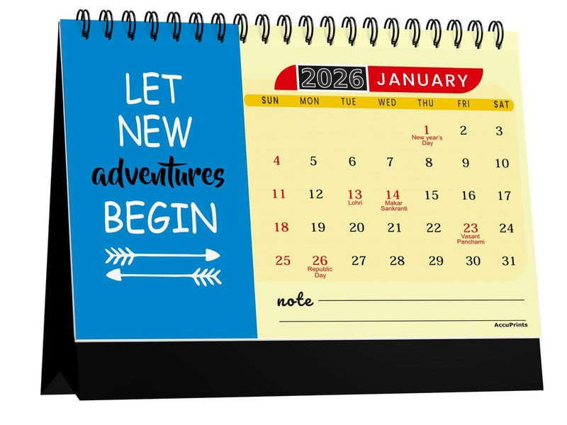 AccuPrints® Desk Calendar 2026 Planner-A5 Size (5.8 x 8.2) inch For Office Home Table New Year Hanging Kids (14 x 20.5) cm- (MB Desk) - Image 1