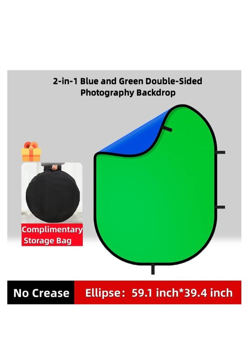 Excefore - Portable Collapsible Blue Green Screen Background, 1.2mX1.5m Green Screen Backdrop for Photography, Suitable for Streaming Webcam - Image 1