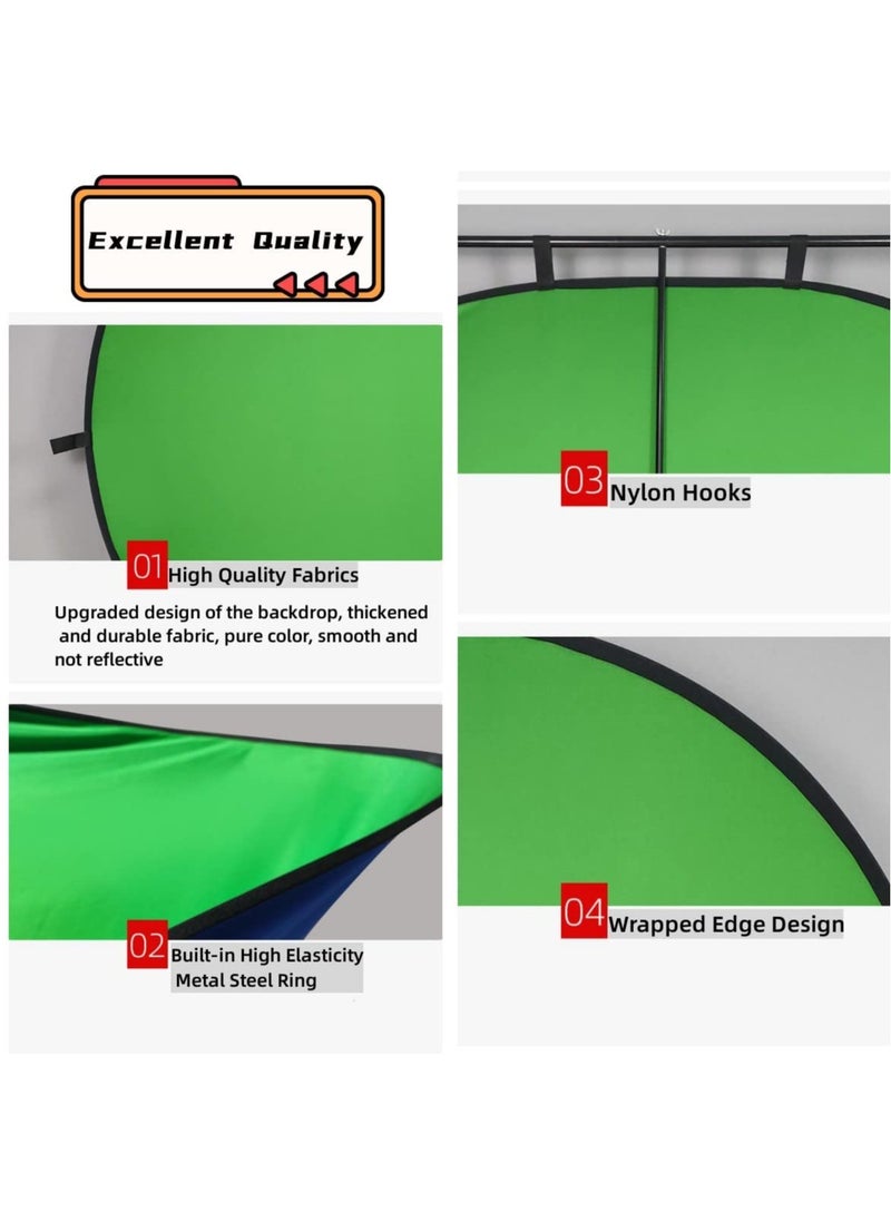 Excefore - Portable Collapsible Blue Green Screen Background, 1.2mX1.5m Green Screen Backdrop for Photography, Suitable for Streaming Webcam - Image 1