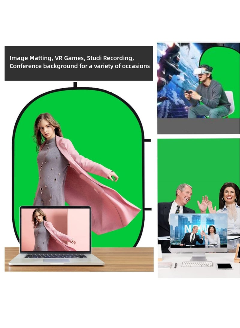 Excefore - Portable Collapsible Blue Green Screen Background, 1.2mX1.5m Green Screen Backdrop for Photography, Suitable for Streaming Webcam - Image 1