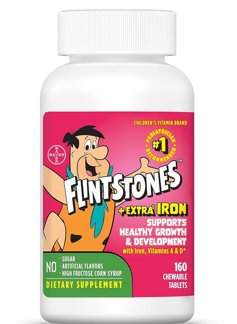 Flintstones Vitamins فيتامينات متعددة للأطفال مع حديد إضافي، 160 قرص قابل للمضغ - Image 1