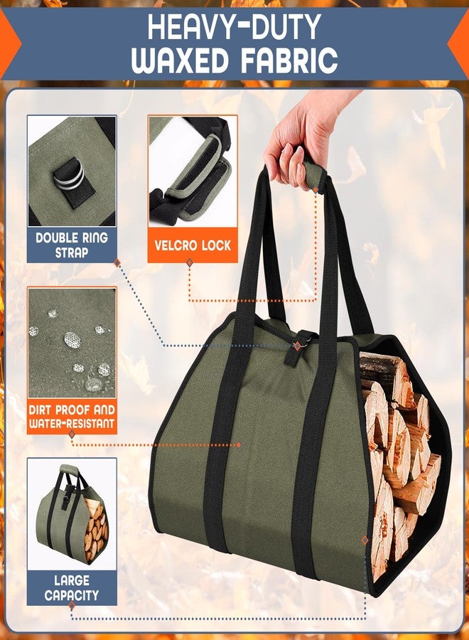 VIKROM Water-Resistant Firewood Carrier Bag - 39.4"x18.5" Waxed Canvas Log Carrier for Firewood, Open-Ended Design, Large Capacity Wood Tote with Padded Handles, Buckle Strap & Folds Flat for Easy Storage - Image 4