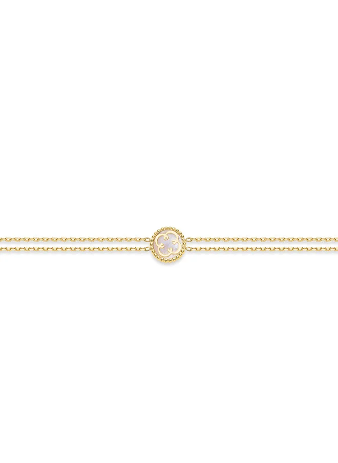 CERRUTI 1881 Talon Bracelet, Two-Layered Beaded Chain with Mother of Pearl and Crystals, Gold-Plated, Elegant and Feminine Design