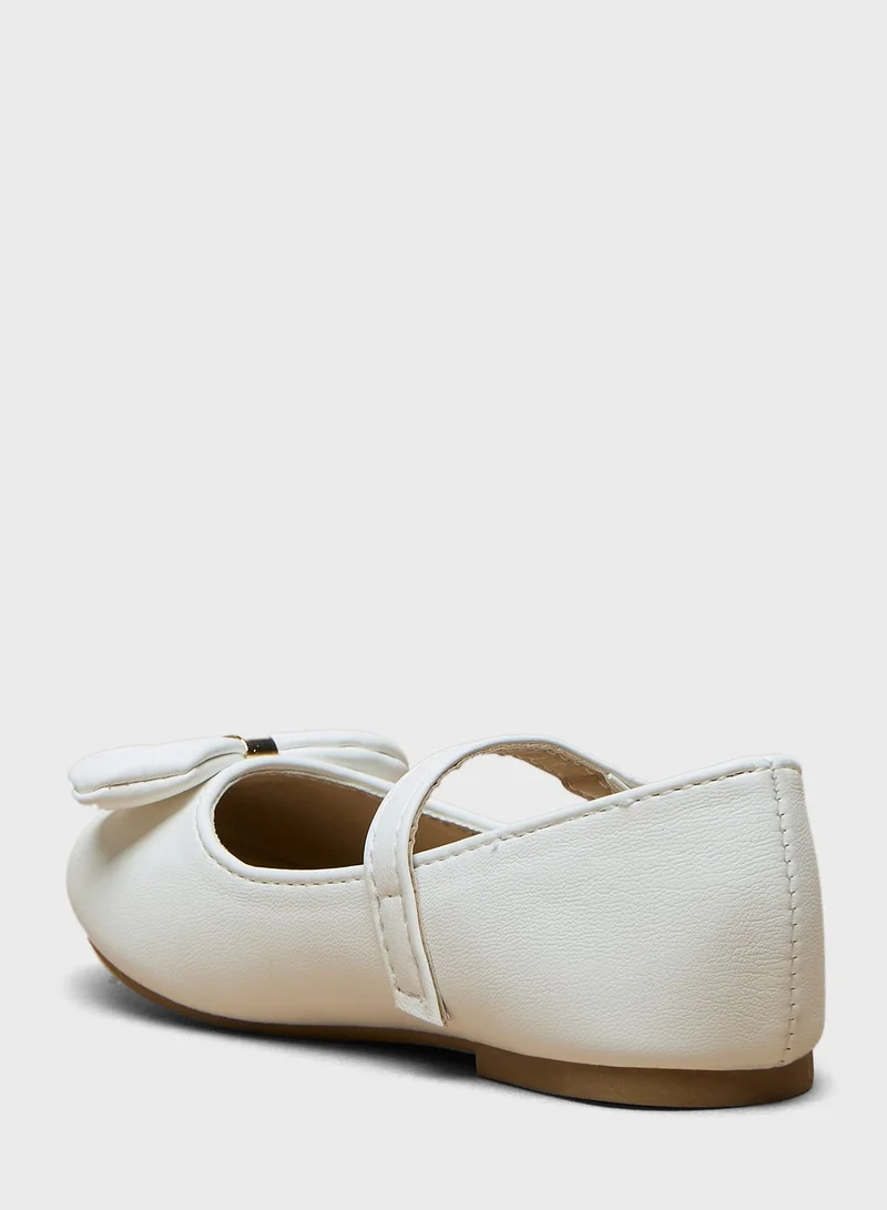 shoexpress Kids Velcro Bow Detail Ballerinas