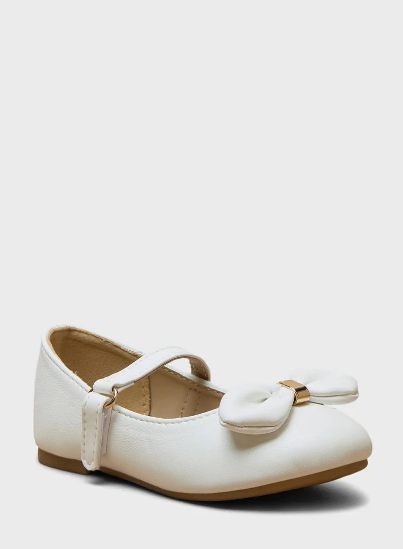 shoexpress Kids Velcro Bow Detail Ballerinas