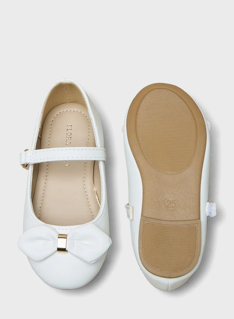 shoexpress Kids Velcro Bow Detail Ballerinas