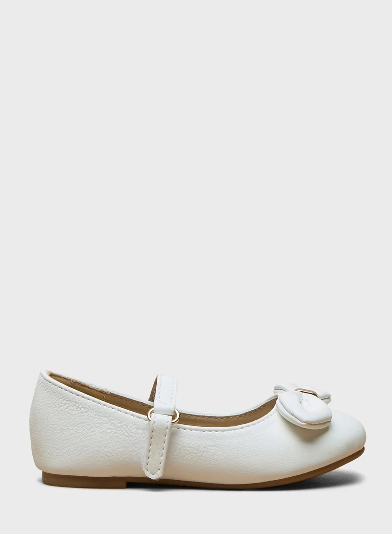 shoexpress Kids Velcro Bow Detail Ballerinas