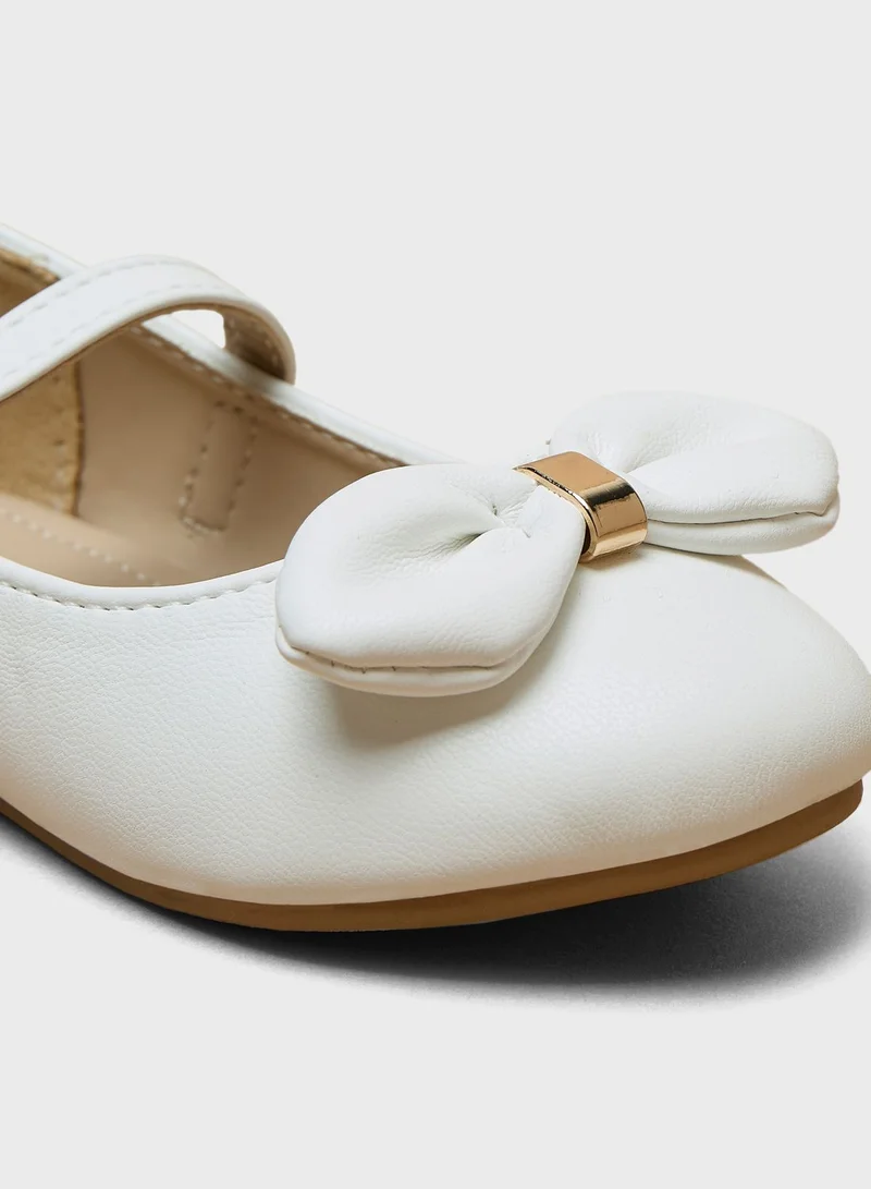 shoexpress Kids Velcro Bow Detail Ballerinas