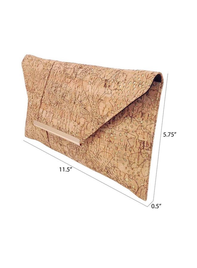 JNB Unique Pattern Laser Cut Cork Envelope Clutch Gold - Image 3