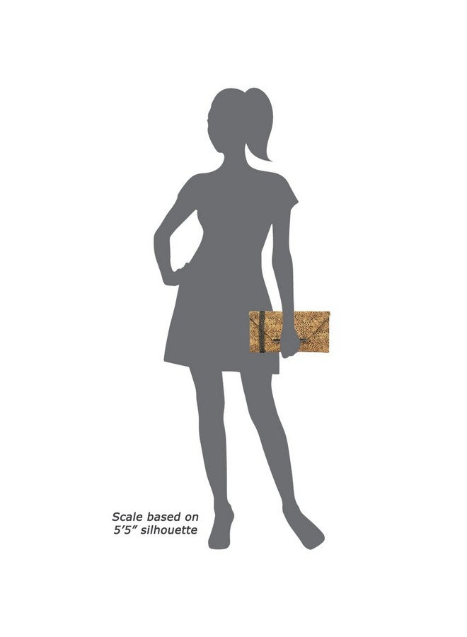 JNB Unique Pattern Laser Cut Cork Envelope Clutch Gold - Image 5