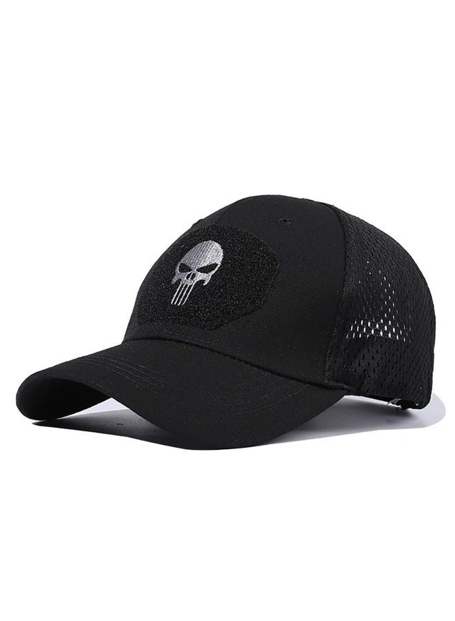 Ruinuo Skull Mesh Baseball Cap Trucker Hat Tactical Operator Caps Outdoor Breath Sun Hats, Black-skull, One Size-Medium - Image 1