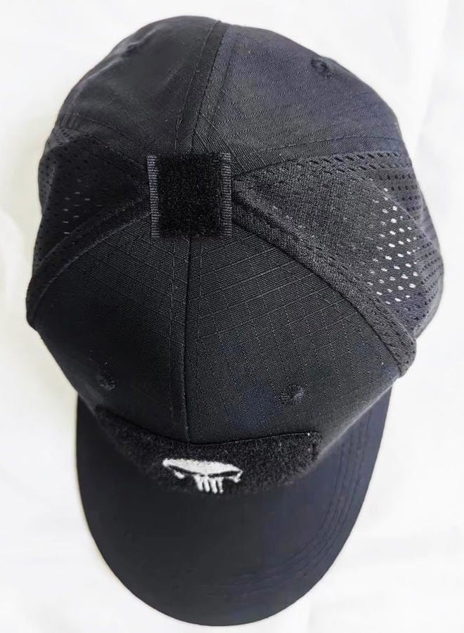 Ruinuo Skull Mesh Baseball Cap Trucker Hat Tactical Operator Caps Outdoor Breath Sun Hats, Black-skull, One Size-Medium - Image 2