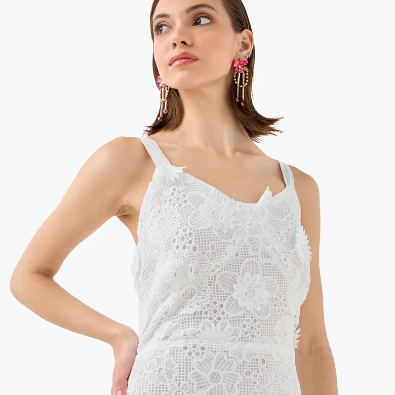 2Xtremz 2Xtremz Lace Detail Sleeveless A-line Dress