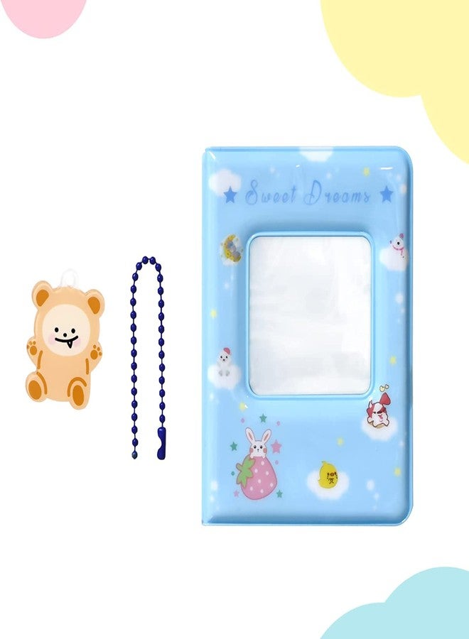 Babyfond ألبوم صور صغير بحجم 3 بوصات، حامل بطاقات صور كيبوب، ألبوم صور كيبوب مربع مجوف بـ 40 جيبًا مع قلادة جميلة لجمع الصور (أزرق) - Image 2