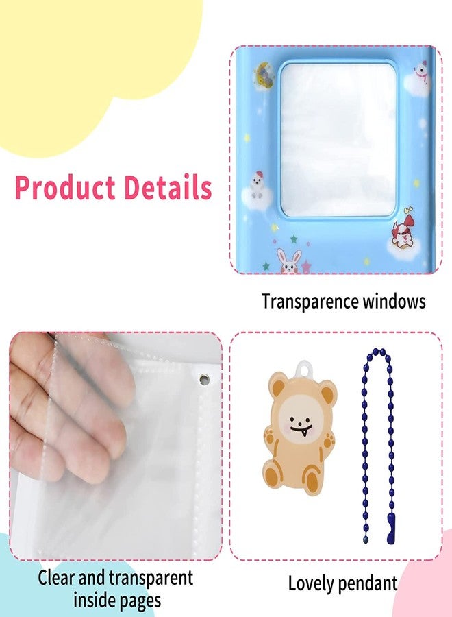Babyfond ألبوم صور صغير بحجم 3 بوصات، حامل بطاقات صور كيبوب، ألبوم صور كيبوب مربع مجوف بـ 40 جيبًا مع قلادة جميلة لجمع الصور (أزرق) - Image 3