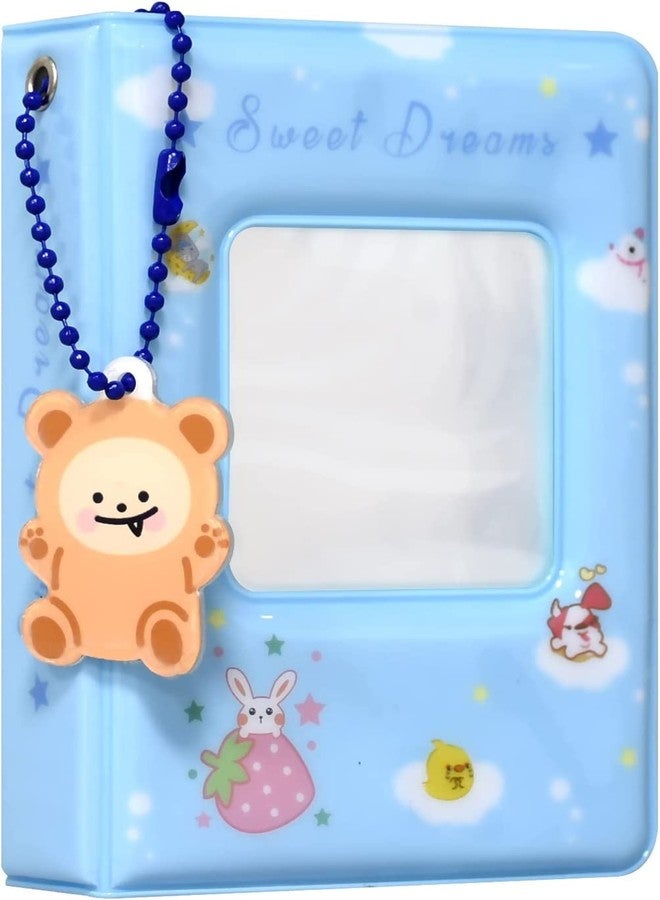 Babyfond ألبوم صور صغير بحجم 3 بوصات، حامل بطاقات صور كيبوب، ألبوم صور كيبوب مربع مجوف بـ 40 جيبًا مع قلادة جميلة لجمع الصور (أزرق) - Image 1