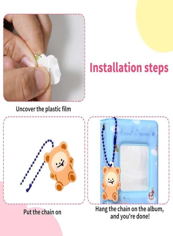 Babyfond ألبوم صور صغير بحجم 3 بوصات، حامل بطاقات صور كيبوب، ألبوم صور كيبوب مربع مجوف بـ 40 جيبًا مع قلادة جميلة لجمع الصور (أزرق) - Image 4
