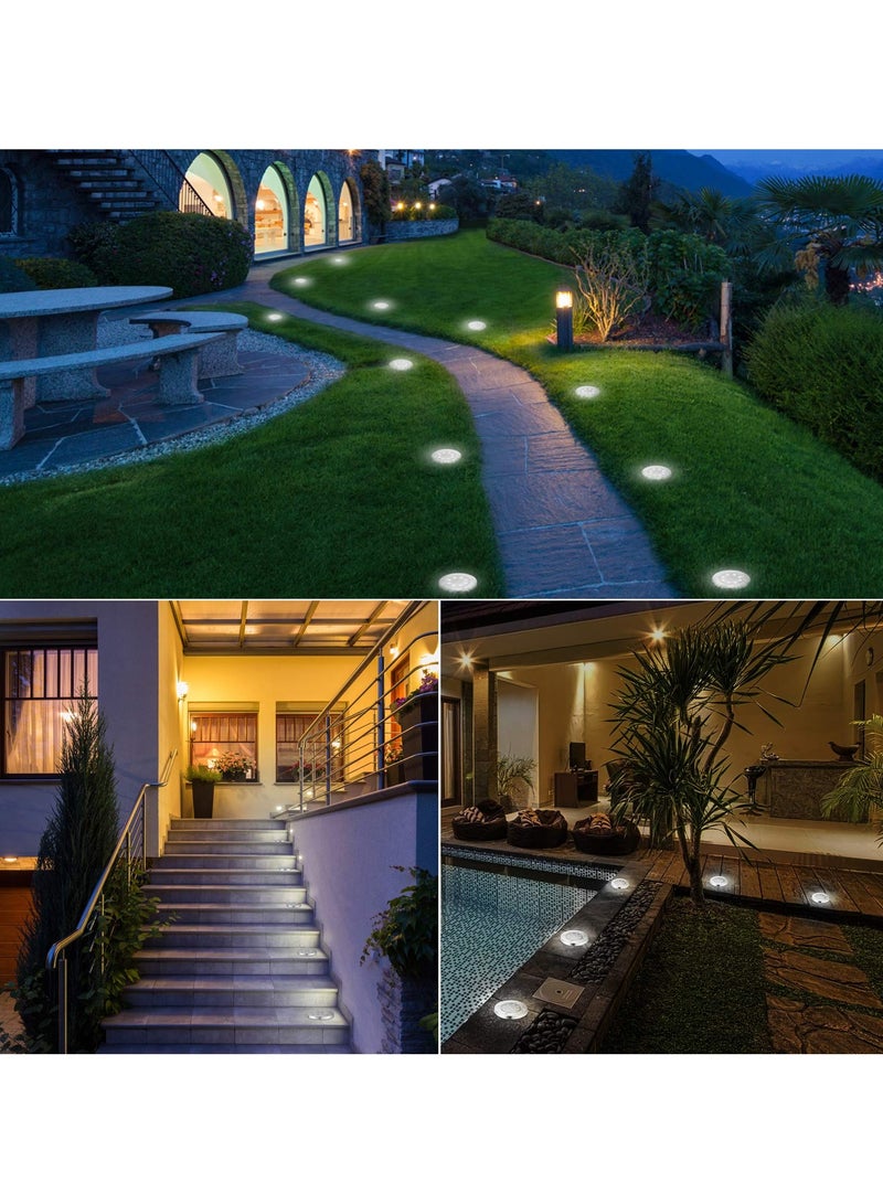 SYOSI SYOSI 2 Pcs Solar Ground Lights, LED Solar Disk Lights Waterproof Garden In-ground Lights Outdoor Landscape Lighting for Lawn Yard Deck Patio Walkway (White) - Image 2
