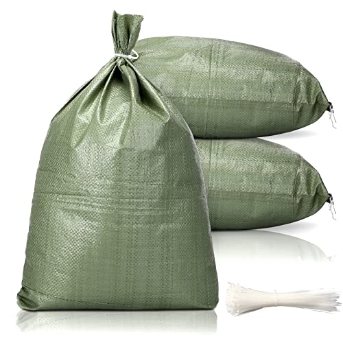 Shappy 100 Pcs Heavy Duty Empty Sandbags for Flooding 26 x 14 Inches Polypropylene Sand Bags with Solid Ties for Flood Barrier UV Protection Weight Construction Earth Bag HomesGreen - Image 1