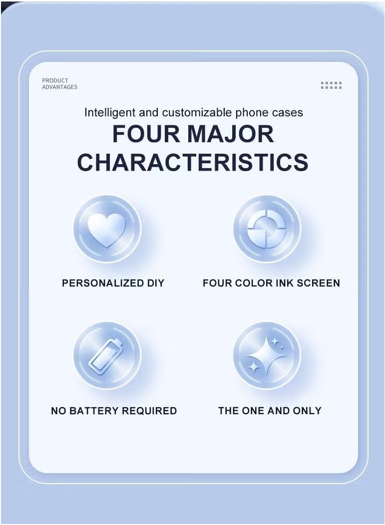 Smart Ink Phone Case DIY Ink Screen Phone Case, Compatible with Iphone13-16/Pro/ProMax, Custom Image Display AI Phone Case, Electronic Ink Phone Case, Drop resistant DIY Phone Case, Black  - Image 2