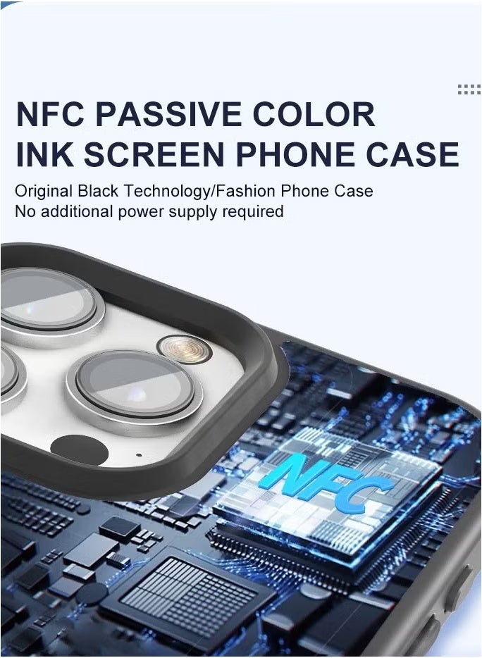 Smart Ink Phone Case DIY Ink Screen Phone Case, Compatible with Iphone13-16/Pro/ProMax, Custom Image Display AI Phone Case, Electronic Ink Phone Case, Drop resistant DIY Phone Case, Black  - Image 5