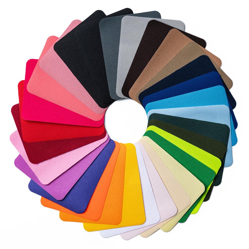 Amrules Iron Patches 30 Piece 37 X 49 Inch MultiColored Fabric Repair Kit 29 Shades Iron on Patches for Jeans Shirts Clothes Pants
