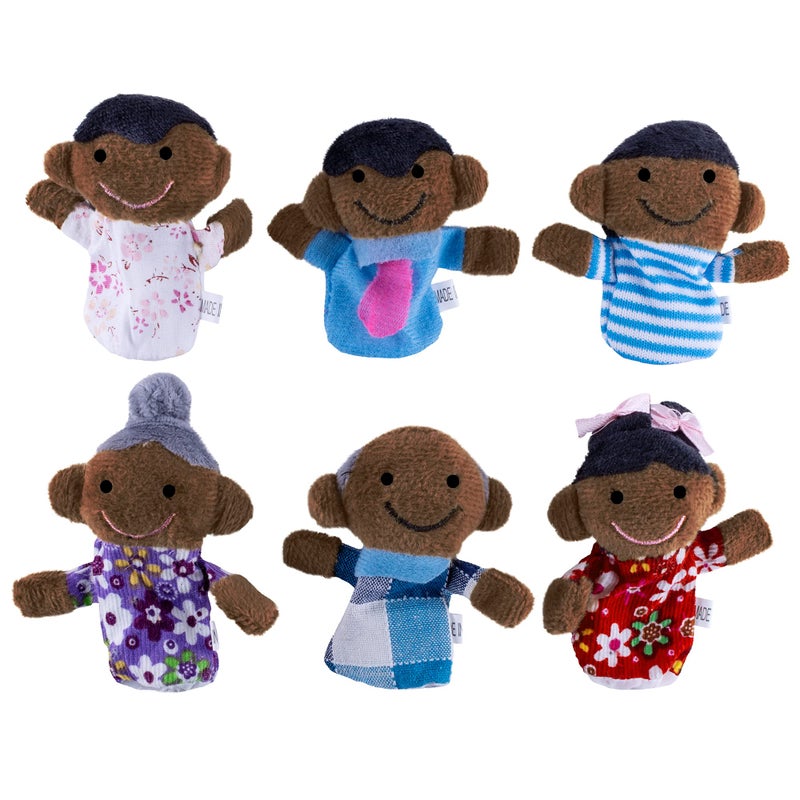 Super Z Outlet Mini Grandparents, Mom & Dad, Brother & Sister Family Style Finger Puppets for Children, Shows, Playtime, Schools - 6 Piece (Family 3) - Image 1