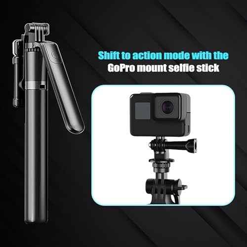 Kratos K19V2 Selfie Stick with Light 67 inch/1.7 M, 360° Rotation Handle for Anti Shake Shooting Tripod, Multifunctional Bluetooth Tripod for Mobile Phone Vlogging, Live Stream & Travel - Image 4