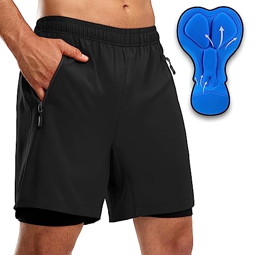Bikewa Men's Mountain Bike Shorts 3D Padded Loose-fit Biking Riding Cycling Bicycle Biker Cycle Padding Shorts for Men Zipper Pockets(Black,S) - Image 1