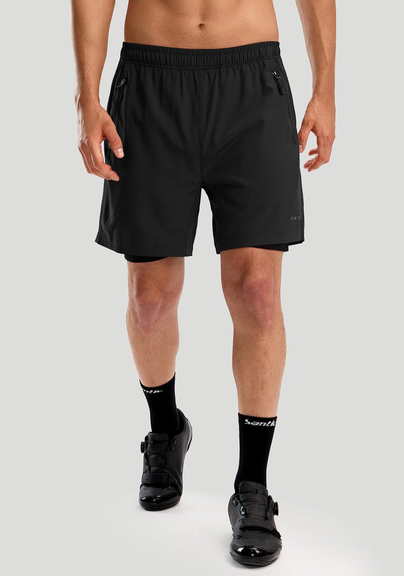 Bikewa Men's Mountain Bike Shorts 3D Padded Loose-fit Biking Riding Cycling Bicycle Biker Cycle Padding Shorts for Men Zipper Pockets(Black,S) - Image 2