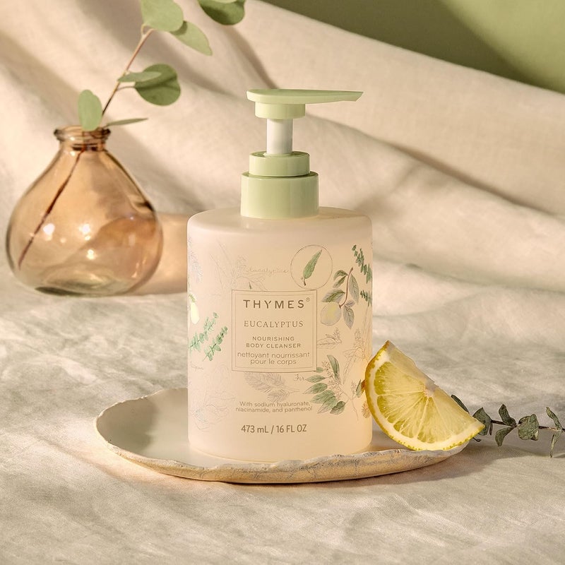 Thymes Nourishing Body Cleanser Large Moisturizing Body Wash with Pump Hydrating Cleanser Notes of Eucalyptus Oil Lemon Petitgrain Bergamot Lemongrass Lush Fir Eucalyptus 16 fl oz - Image 2