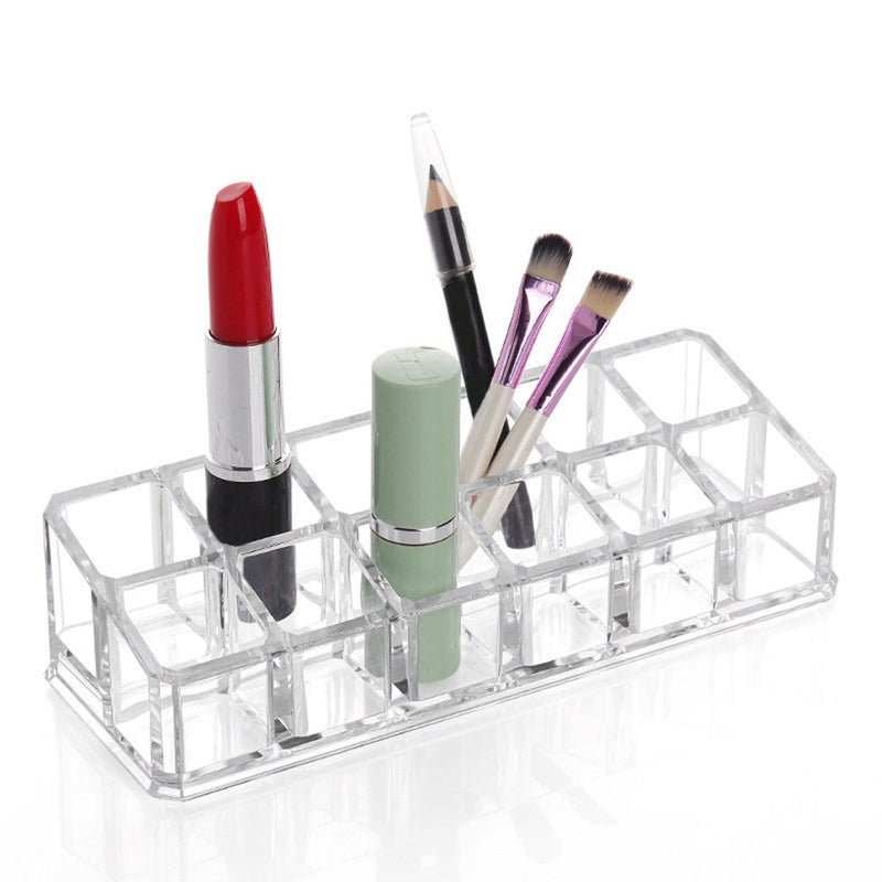 DR Mall Nirva 12 Compartment Acrylic Cosmetic Makeup Lipstick Storage Organizer Holder Box - Image 2