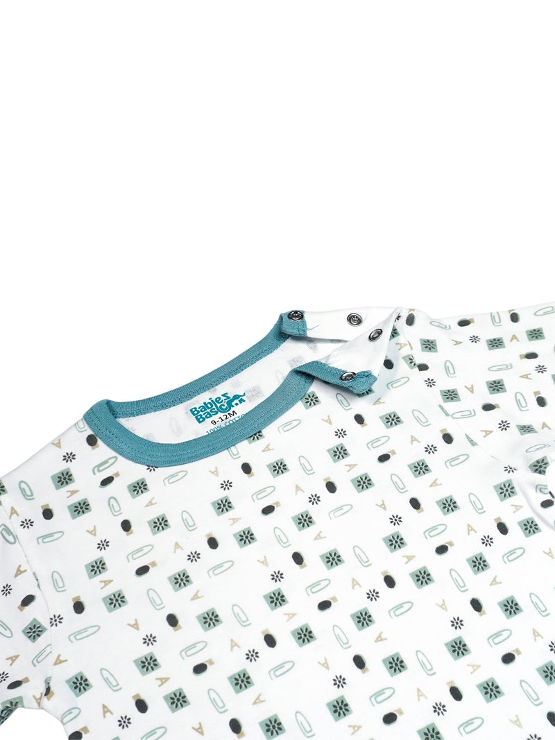 بابيز_بيسك بيبيز بيسك مجموعة هدايا مكونة من 5 قطع قطنية 100٪ للجنسين تشمل السالوبيت ، والرمبر ، والقفازات ، والقبعة ، والبيجامة/البذلة. - Image 5