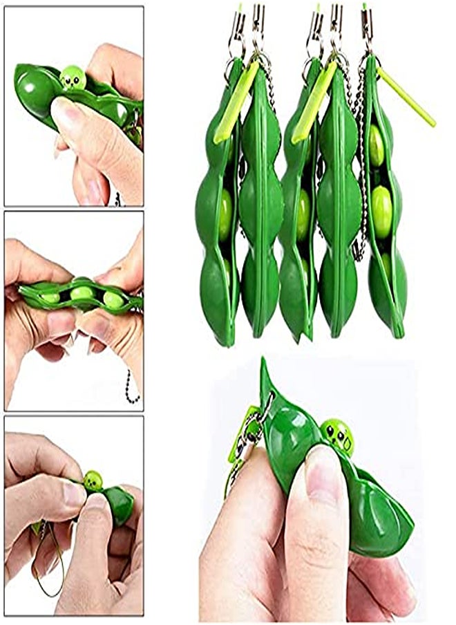 Generic - Pack of 10 Fidget Toy Squeeze Beans Set, Stress Relief and Anxiety Relief Tools for Children and Adults, Squeeze Beans Keychain - Image 1