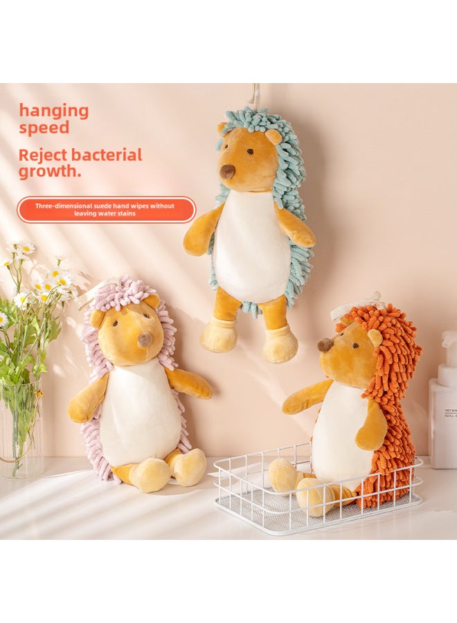 Cartoon Hedgehog Chenille Wipe Hand Doll Multifunctional Animal Creative Absorbent Wipe Hand Towel Plush Toy Wholesale-Color:Green-Height:35*25*13 - Image 4