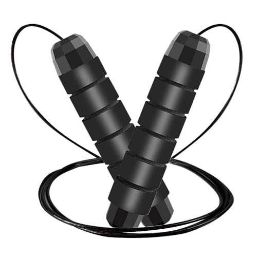 SPLASHGRIP Jump Rope, Adjustable Jump Ropes for Fitness for Women Men and Kids Tangle-Free Rapid Speed Jumping Rope Cable with Ball Bearings Exercise&Slim Body at Home School Gym Black - Image 1