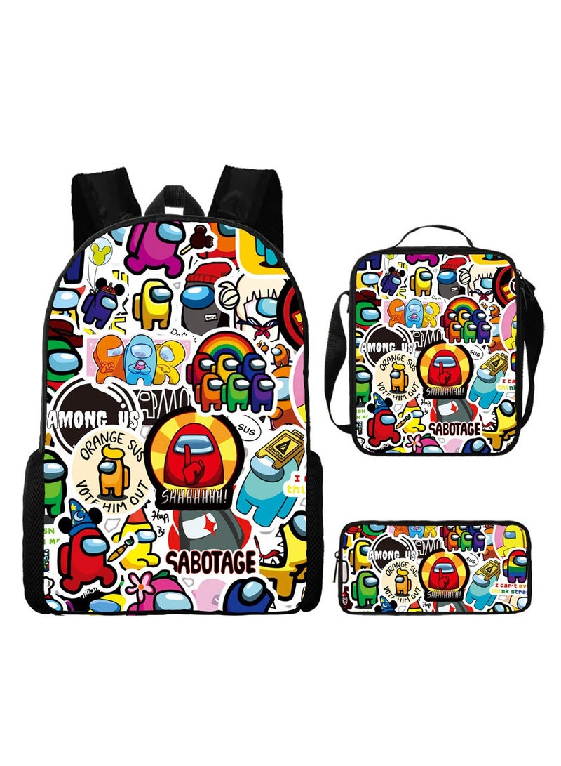 Among Us Backpack For Primary And Secondary School Students Three-Piece Set 29*16*42cm