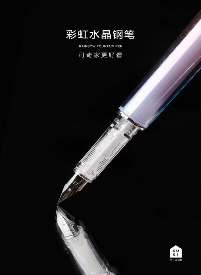 Radhya Accessories Holographic Crystal Unicorn Fountain Pen Stylish look fine writing Fountain pen for adults Birthday Return Gift (Pack of 1) - Image 2