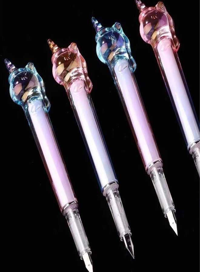 Radhya Accessories Holographic Crystal Unicorn Fountain Pen Stylish look fine writing Fountain pen for adults Birthday Return Gift (Pack of 1) - Image 5