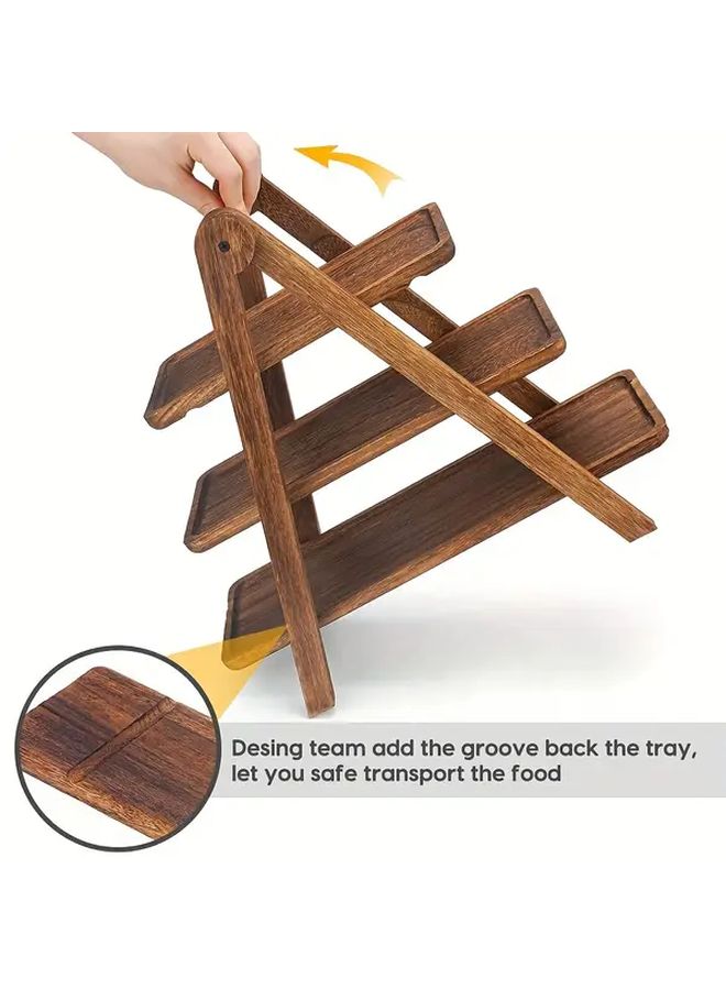 Wooden 3 Tier Breakfast Tray Rustic Log Design Food Safe Easy Clean - Image 4