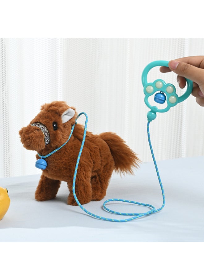 [Direct Supply] Electric Plush Walking Horse Doll Simulation Horse Call Rope Walking Simulation Electronic Pet-Color:Light Brown  - Image 4