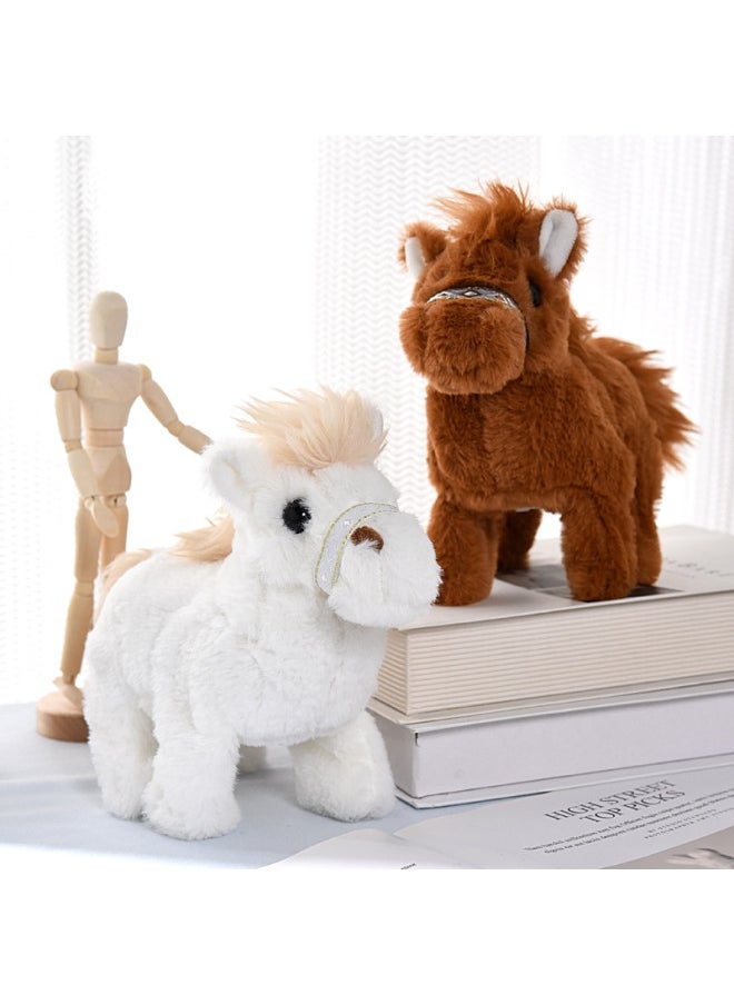 [Direct Supply] Electric Plush Walking Horse Doll Simulation Horse Call Rope Walking Simulation Electronic Pet-Color:Light Brown  - Image 3