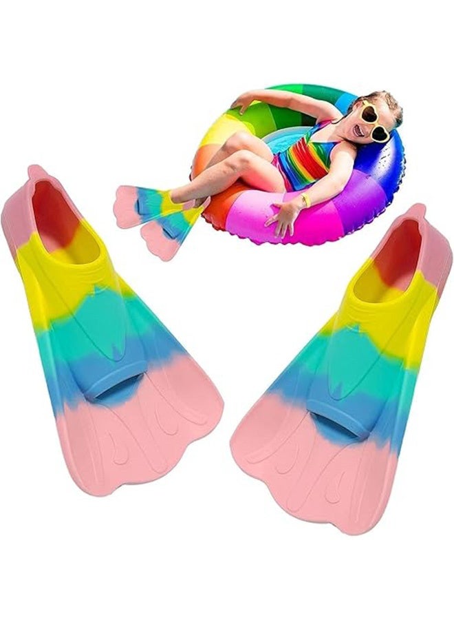 Unewshi (SIZE:M)Swim Fins Kids, Youth Flippers for Swimming,Training and Snorkeling Beginners, YouthShort Swim Fins, Size Suitable for Children, Girls, Boys (Multicolor) - Image 2