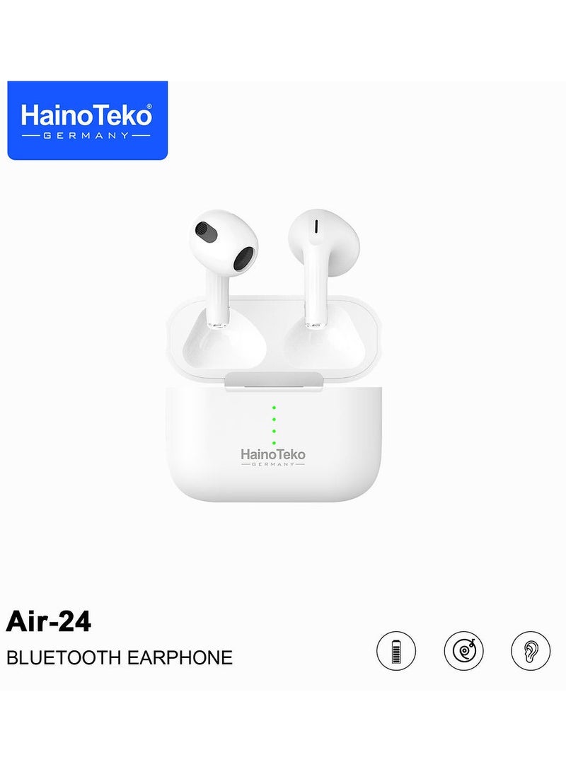 Haino Teko Air 24 True Wireless Bluetooth Earphones With Superior Sound Quality Super Clear Mic and Touch Controls Combatible With iPhones and iPads - Image 1