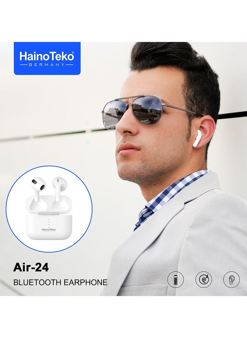 Haino Teko Air 24 True Wireless Bluetooth Earphones With Superior Sound Quality Super Clear Mic and Touch Controls Combatible With iPhones and iPads - Image 2