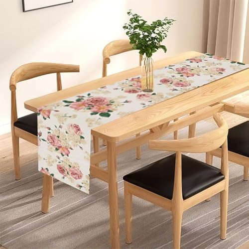 ZCHOMI Spring Pink Peony Table Runner 13x72 Inch Spring Pink and Yellow Flowers Kitchen Dinning Table Decoration for Indoor Outdoor Home Party Décor - Image 4