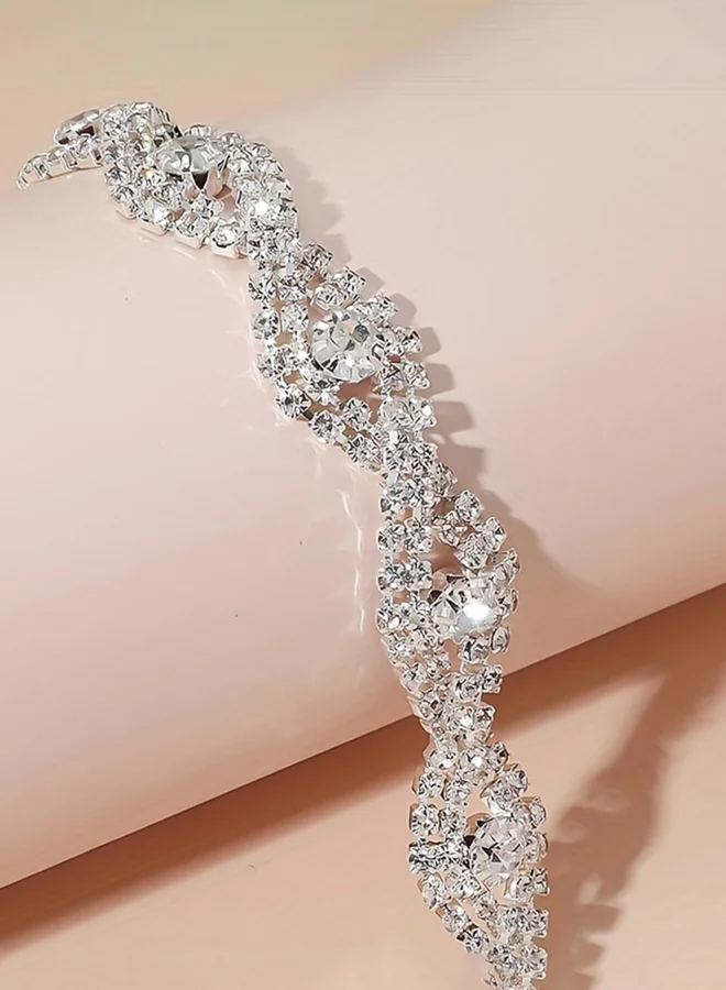 Take Two Silver Rhinestone Embellished Bracelet