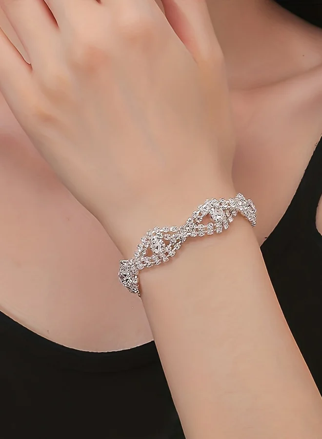 Take Two Silver Rhinestone Embellished Bracelet