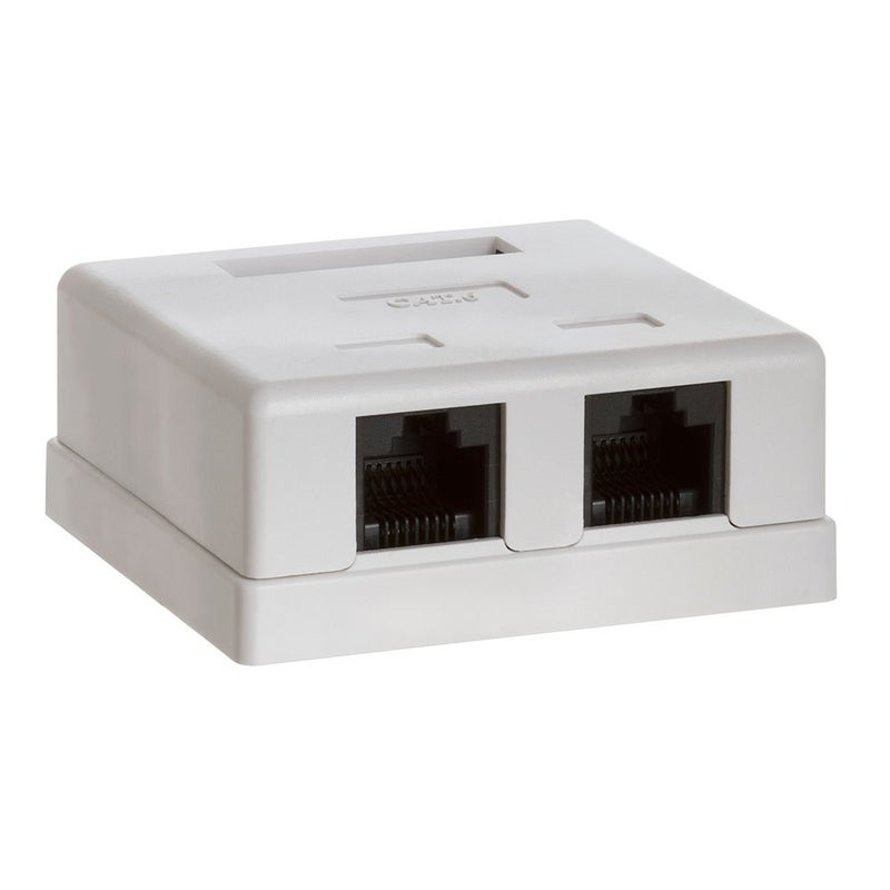 Cmple - 2 Port Cat6 Surface Mount Box, RJ45 Cat6 Dual Port Surface Mount Box for Ethernet Cables, Screws and Double-Side - Image 1