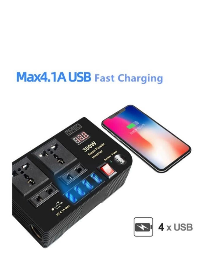 DURKU 300W Car Power Inverter With 4 USB Socket Auto Charger Converter DC 12V To AC 220V Fast Charging Part - Image 3